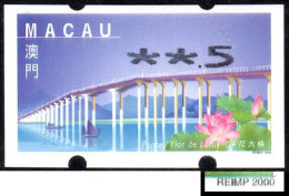 2001 China Macau ATM Stamps Lotus Flower Bridge / MNH / Nagler Automatenmarken Etiquetas Automatici Distributeur - Distribuidores