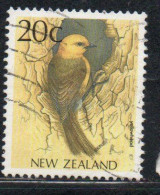 NEW ZEALAND NUOVA ZELANDA 1988 1995 LOCAL BIRD YELLOWHEAD 20c USED USATO OBLITERE' - Gebraucht