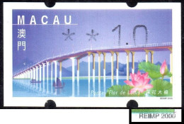 2001 China Macau ATM Stamps Lotus Flower Bridge / MNH / Klussendorf Automatenmarken Etiquetas Automatici Distributeur - Automatenmarken