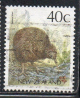 NEW ZEALAND NUOVA ZELANDA 1988 1995 LOCAL BIRD BROWN KIWI 40c USED USATO OBLITERE' - Gebraucht