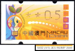 2006 China Macau ATM Stamps Save Energy / MNH / Klussendorf Automatenmarken Etiquetas Automatici Distributeur - Distributors