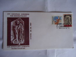 GREECE COMMEMORATIVE   COVER  1987 MENTICAL  CONGRESS  RHEUMATOLOGY - Maximumkarten (MC)
