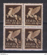 R.S.I.:  1944  ALLEGORIA  P.A.  -  50 C. BRUNO  BL. 4  T. L. -  SASS. 118 - Airmail