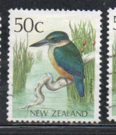 NEW ZEALAND NUOVA ZELANDA 1988 1995 LOCAL BIRD KINGFISHER 50c USED USATO OBLITERE' - Gebruikt