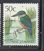 NEW ZEALAND NUOVA ZELANDA 1988 1995 LOCAL BIRD KINGFISHER 50c USED USATO OBLITERE' - Usati