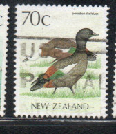 NEW ZEALAND NUOVA ZELANDA 1985 1988 LOCAL BIRD PARADISE SHELDUCK 70c USED USATO OBLITERE' - Usados