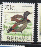 NEW ZEALAND NUOVA ZELANDA 1985 1988 LOCAL BIRD PARADISE SHELDUCK 70c USED USATO OBLITERE' - Usados