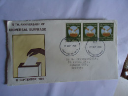 NEW ZEALAND  FDC COVER   1960   UNIVERSAL  SUFFRAGE POSTED GREECE - FDC
