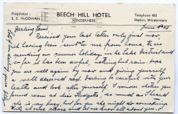 WINDERMERE : BEECH HILL HOTEL, 1943 / BIRMINGHAM, EDGBASTON, STIRLING ROAD (LOEWENSOHN) - Windermere