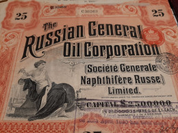 The Russian General Oil Corporation - Société Générale Naphthifère Russe - Titre De 25 Actions De 1 £ - Avril 1923. - Russia