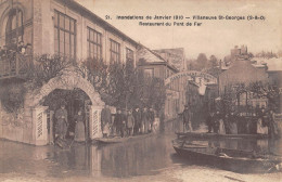 CPA 94 VILLENEUVE SAINT GEORGES / INONDATIONS 1910 / RESTAURANT DU PON DE FER / Cpa Rare - Villeneuve Saint Georges
