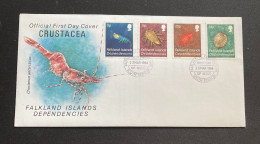 1984 Falkland Islands Crustaceans Marine Life Prawns Shrimp First Day Cover - Crustaceans