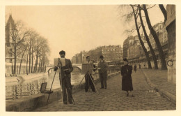 Paris * Carte Photo * Les Peintres * Peintre Métier Peinture Chevalet Toile * Berges De La Seine , Quais - Autres & Non Classés