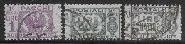 Italia Italy 1945 Luogotenenza Pacchi Postali Senza Fasci Sezioni 3val Sa N.PP60-PP61,PP63 US - Postal Parcels