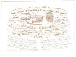 Belgique "Carte Porcelaine" Porseleinkaart, Josiah Hadley, Constructeur, Gend, Gand, Dim:120x 88mm - Cartes Porcelaine