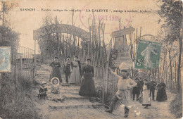 CPA 95 SANNOIS / ESCALIER RUSTIQUE DU VRAI PERE LA GALETTE  / MANEGE A TOMBOLA / BONBONS - Sannois