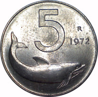 REPUBBLICA ITALIANA 5 Lire Delfino 1972 QFDC  - 5 Lire