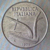 REPUBBLICA ITALIANA 10 Lire Spighe 1974 BB QSPL  - 10 Lire