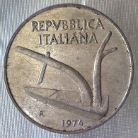 REPUBBLICA ITALIANA 10 Lire Spighe 1974 BB++  - 10 Lire
