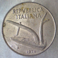 REPUBBLICA ITALIANA 10 Lire Spighe 1974 BB+  - 10 Liras