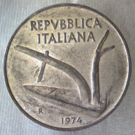 REPUBBLICA ITALIANA 10 Lire Spighe 1974 BB+  - 10 Liras