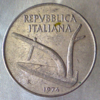 REPUBBLICA ITALIANA 10 Lire Spighe 1974 BB+  - 10 Liras