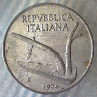 REPUBBLICA ITALIANA 10 Lire Spighe 1974 BB  - 10 Liras