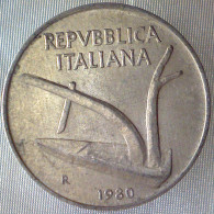 REPUBBLICA ITALIANA 10 Lire Spighe 1980 QSPL  - 10 Lire