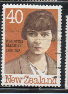 NEW ZEALAND NUOVA ZELANDA 1989 AUTHORS PORTRAIT CATHERINE MANSFIELD 40c USED USATO OBLITERE' - Oblitérés