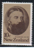 NEW ZEALAND NUOVA ZELANDA 1979 STATESMEN SIR JULIUS VOGEL 10c USED USATO OBLITERE' - Oblitérés