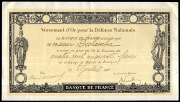 1916 BANQUE De FRANCE - Versement D'Or Pour La Défense Nationale ** Militaria Patriotique - 1914-18