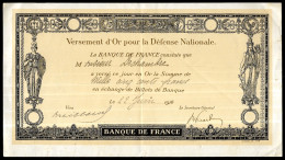 1916 BANQUE De FRANCE - Versement D'Or Pour La Défense Nationale ** Billet Militaria Patriotique - Non Classés