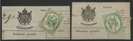TELEGRAPHE N° 6 (x2) 50 Ct Vert Obl. C. à D. AIX 26/7/70 Et 5/3/70 Sur 2 Fragments De Télégramme - Télégraphes Et Téléphones