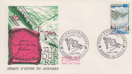 Enveloppe   FDC   1er  Jour    ANDORRE     SPORTS  D' HIVER   1966 - FDC