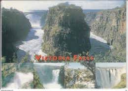 ZIMBABWE, SIMBABWE - Victoria Falls, Multi View With Bridge, Aerial View Of Mosi-oa-tunya  Nice Stamp - Zimbabwe