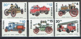 POLOGNE 1985, VEHICULES POMPIERS, 6 Valeurs, Neufs / Mint. R081 - Trucks