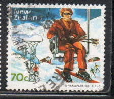 NEW ZEALAND NUOVA ZELANDA 1984 WHAKAPAPA SKI FIELD 70c USED USATO OBLITERE' - Usati