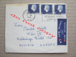 Canada / By Air Mail, Par Avion VANCOUVER B.C. ( 1963 ) Cover To Wien, Austria - Aéreo