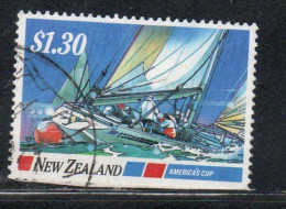 NEW ZEALAND NUOVA ZELANDA 1987 BLUE WATER CLASSICS AMERICA'S CUP 1.30$ USED USATO OBLITERE' - Used Stamps