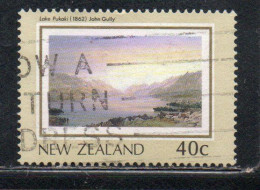 NEW ZEALAND NUOVA ZELANDA 1988 THE LAND PAINTINGS ARTISTS HERITAGE  PUKAKI LAKE 40c USED USATO OBLITERE' - Gebruikt