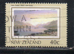 NEW ZEALAND NUOVA ZELANDA 1988 THE LAND PAINTINGS ARTISTS HERITAGE  PUKAKI LAKE 40c USED USATO OBLITERE' - Used Stamps