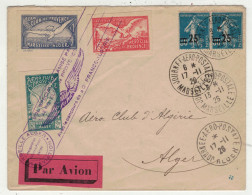 France // Poste Aérienne // Lettre De La Journée Aéropostale Marseille-Alger Du 17.11.1926(3 Vignettes) - Other & Unclassified