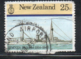 NEW ZEALAND NUOVA ZELANDA 1985 NAVY SHIPS HMNZS PHILOMEL 1914 1947  25c USED USATO OBLITERE' - Usados