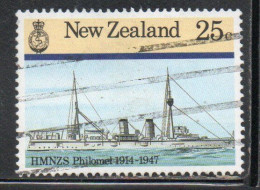 NEW ZEALAND NUOVA ZELANDA 1985 NAVY SHIPS HMNZS PHILOMEL 1914 1947  25c USED USATO OBLITERE' - Usados