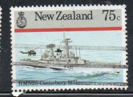 NEW ZEALAND NUOVA ZELANDA 1985 NAVY SHIPS HMNZS CANTERBURY 1971  75c USED USATO OBLITERE' - Gebruikt