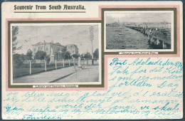 Souvenir From South Australia / Library And Institute, Glenelg - Posted 1905, Undivided Back - Adelaide