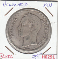 H0291 MONEDA VENEZUELA 1 BOLIVAR 1911 PLATA BC - Venezuela