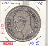 H0293 MONEDA VENEZUELA 1 BOLIVAR 1926 PLATA MBC - Venezuela