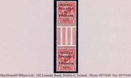 Ireland 1922 Dollard Rialtas 5-line Overprint In Black On 1d Red, Gutter Pair Mint Unmounted, Folded - Unused Stamps