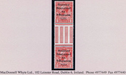 Ireland 1922 Dollard Rialtas 5-line Overprint In Black On 1d Red, Gutter Pair Mint Unmounted, Folded - Neufs
